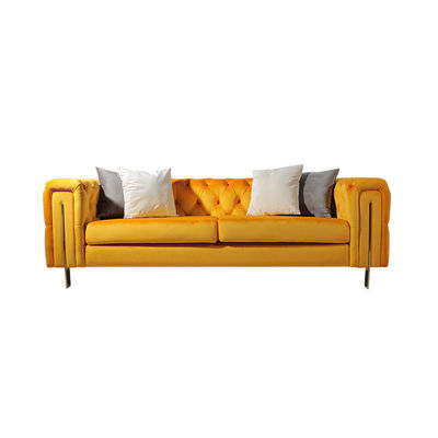 comprar Comprimento de aço inoxidável do sofá 228CM da sala de visitas da tela moderna de veludo do estilo Fabricação em linha