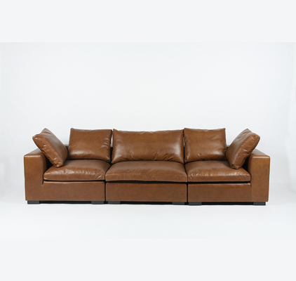 Bom preço A vaca cobre 3 Seater Sofa Set For Living Room de couro moderno on-line