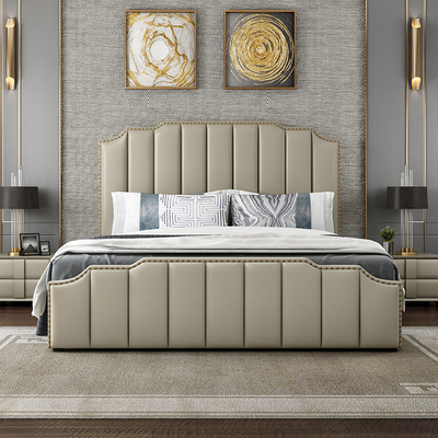 Bom preço Mobília geada 1.8x2.0 M Leather Bed do quarto do hotel de luxo on-line