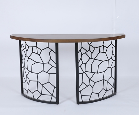 Bom preço Tabela de console dianteira curvada costume com base superior e decorativa de madeira do ferro on-line