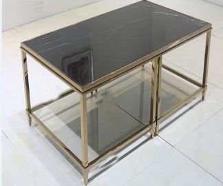 Bom preço Tabela lateral superior da pedra contemporânea preta da mesa de centro da sala de visitas do quadro do metal on-line