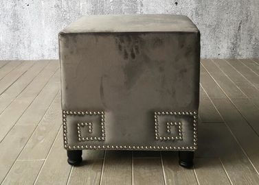 Bom preço Cubo do banco do otomano do quarto da tela de veludo para a cama da extremidade, Grey Color on-line