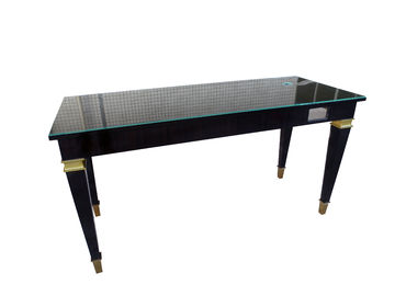 Bom preço Sheen Glass Top Writing Table de alto brilho para o hotel de 5 estrelas, Ebony Wood Veneer on-line