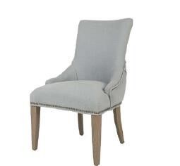 Bom preço Pé escuro traseiro alto da madeira maciça de Grey Upholstered Dining Chairs With, estilo americano on-line