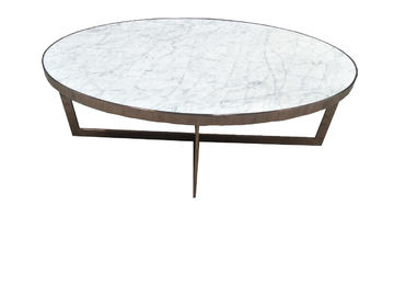 Bom preço Quartzo branco da mesa de centro superior interna da sala de visitas da pedra da mobília com base do metal on-line