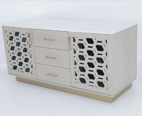 Bom preço Luxo Custom Cmade Made Oak Wood Blue Painted Finish Interior Dresser com pernas de metal de latão on-line
