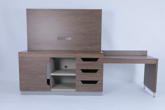 Bom preço Modern Bedroom Custom Expansive Linear TV Panel And Desk Cabinet Para o Hotel Hilton on-line