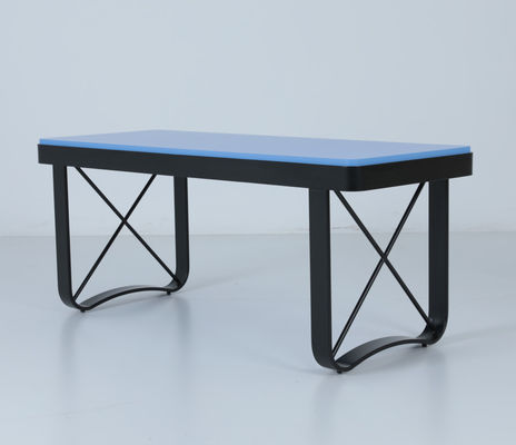 Bom preço Benjamin azul em cima quadrado pequena mesa de café com base de metal estilo moderno on-line