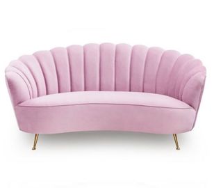 Bom preço Veludo cor-de-rosa do sofá que adorna o sofá alugado estofado da sala de visitas do metal do casamento com 4 pés do metel on-line