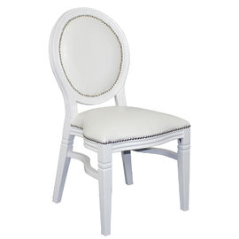 Bom preço Casamento empilhável antigo branco louis da madeira de carvalho do revestimento do estilo francês que janta a cadeira on-line