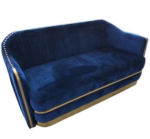 Bom preço Sofá baixo do sofá da tela do metal azul luxuty quente do ouro de veludo da venda com neilheads do ouro para a sala de visitas ou a sala de reunião on-line