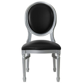 Bom preço Quadro empilhável de Louis Xv Chair Oak Wood do casamento antigo preto com parte traseira oval on-line