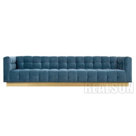 Bom preço A sala de visitas baixa de bronze escovada Sofa Folded Biscuit Tufting With puxou botões em Bule Velve on-line
