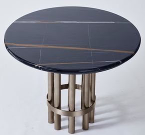 Bom preço Tabelas portuárias da sala de Laurent Marble Top Wooden Dining com base de bronze escura do metal do revestimento on-line
