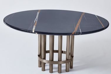 Bom preço Das tabelas de madeira da sala de jantar do restaurante forma oval luxuosa Laurent Marble Top portuário on-line