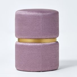 Bom preço Banco roxo estofado círculo do otomano do quarto da tela com a inserção do metal do ouro on-line