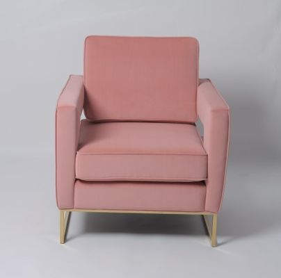 Bom preço O lazer cor-de-rosa da sala de visitas de veludo arma os pés de Sofa Chair With Stainless Steel on-line