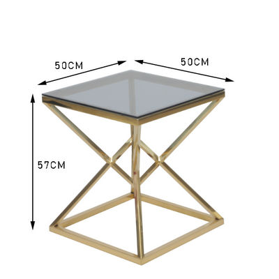 Bom preço 50x50cm mesa de centro de aço inoxidável e de vidro de 0.47cbm moderno on-line