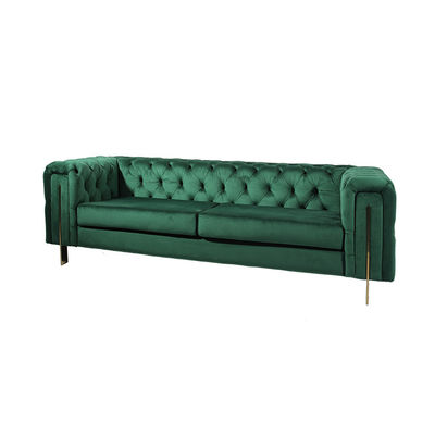 Bom preço O alto densidade espuma botão Sofa With Metal Base de veludo de Seater da sala de visitas 3 on-line