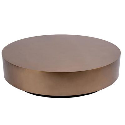 Bom preço Parte superior de bronze dada polimento do círculo de DIA120x30cm mesa de centro baixa de aço preta on-line