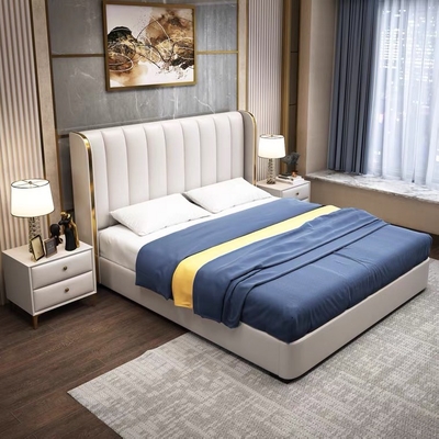 Bom preço Mobília moderna do quarto do hotel da cama de casal de couro luxuosa clara cama de um casamento de 1,8 m on-line