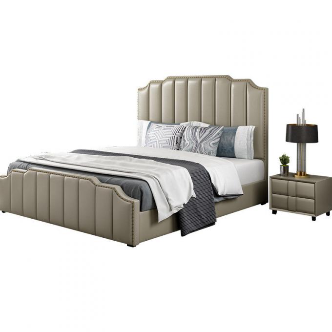 Mobília geada 1.8x2.0 M Leather Bed do quarto do hotel de luxo 0