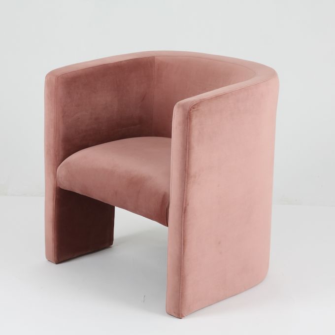 Projeto moderno estofado da sala de visitas do lazer de veludo cadeira cor-de-rosa luxuosa 1