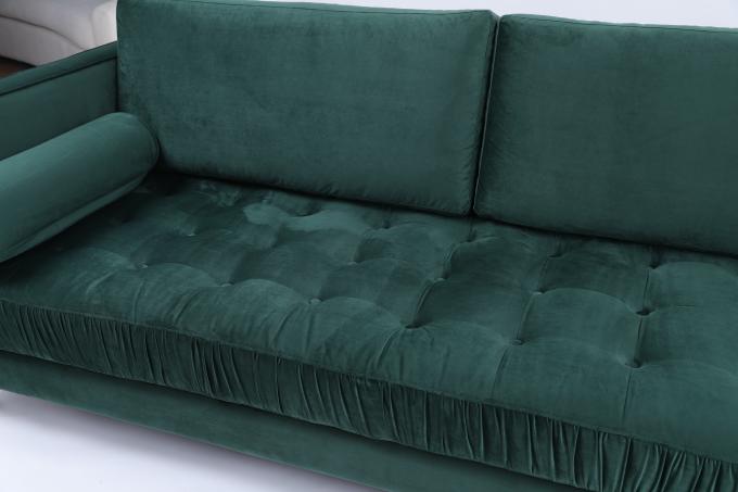 Tela industrial retro 3 Seater Sofa Homestay Light Luxury Green de veludo do estilo 0