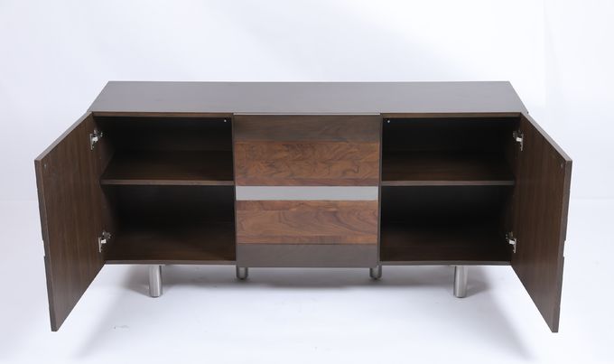 Armário feito sob encomenda do bufete da sala de visitas com base de aço inoxidável do metal de 3 portas 1