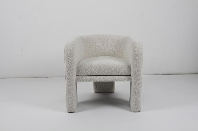 Acento preguiçoso da sala de estar de lãs do cordeiro de Sofa Cream White Boucle Chair do Lambswool único 0
