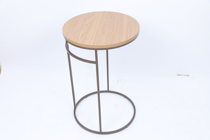 Mesa de centro superior de madeira da sala de visitas de Brown com base de aço inoxidável lustrada 0
