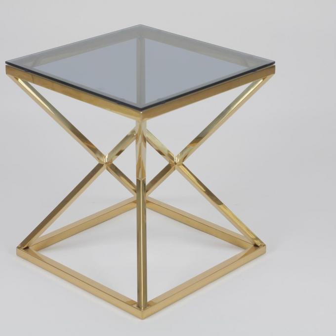 A tabela do lado do hotel com os SS lustrados dourados termina & parte superior de vidro moderada 1