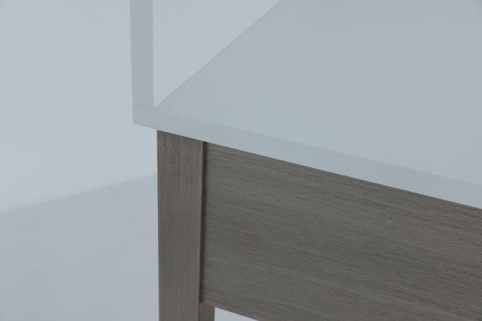 Ferrule de metal de pedra branca de topo e backsplash Vanity com prateleira de madeira 2