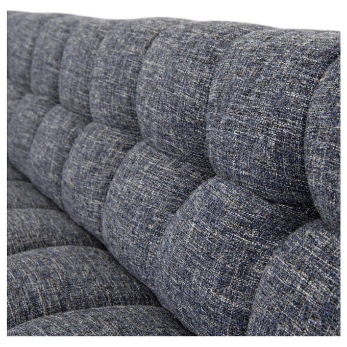 Grey Linen Fabric Living Room de acolchoamento dobrado Sofa Walnut Legs And Delicately 0