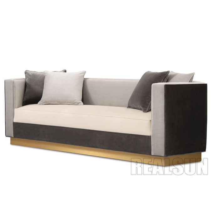 Sala de visitas confortável Sofa Mosaic Contrast Color Leather com o coxim macio da esponja do Chenille 0