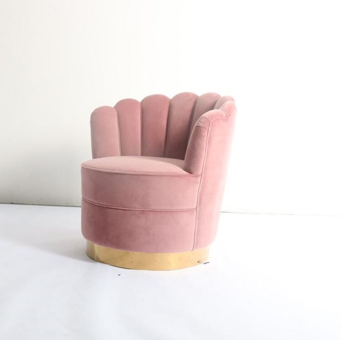 A flor moderna dá forma à base de Sofa With Gold SS da tela de veludo de W76cm 4