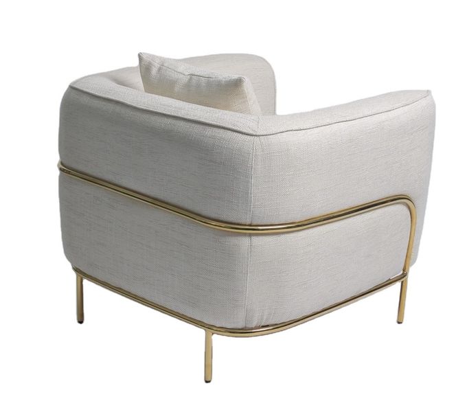 cadeira de sala de estar estofada 89*85*90CM da tela com o ouro de aço inoxidável 3