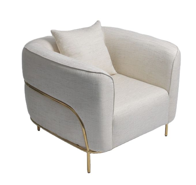 cadeira de sala de estar estofada 89*85*90CM da tela com o ouro de aço inoxidável 2