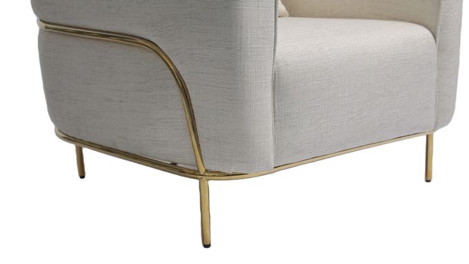cadeira de sala de estar estofada 89*85*90CM da tela com o ouro de aço inoxidável 1