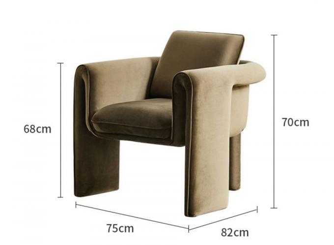 Único sofá 75*82*70cm bege da sala de visitas da poltrona de veludo 5