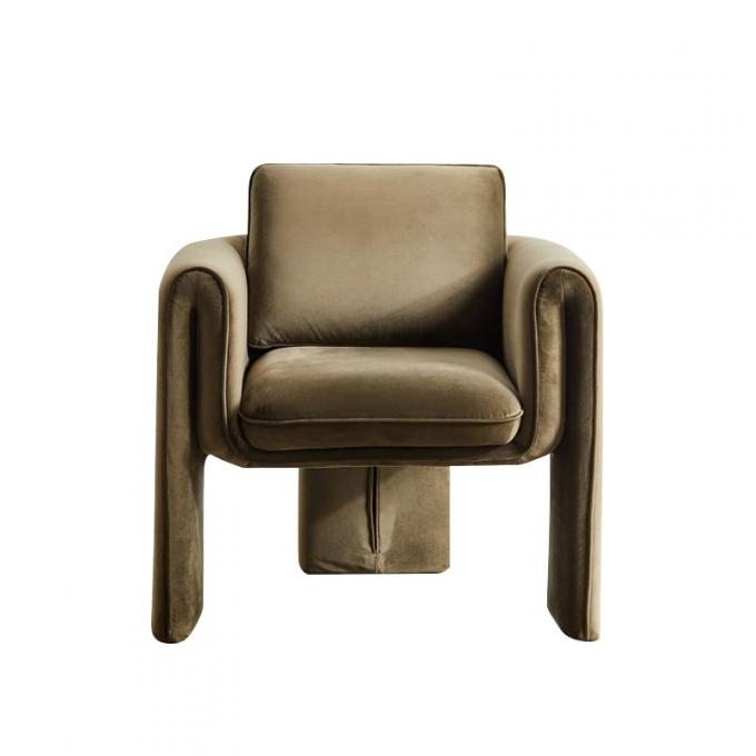 Único sofá 75*82*70cm bege da sala de visitas da poltrona de veludo 4