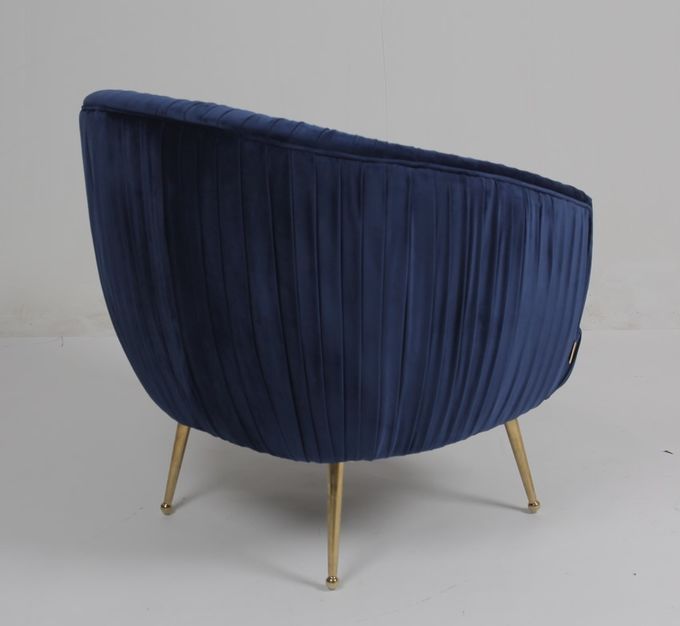 Poltrona azul moderna da tela de veludo de 88CM com pés de aço inoxidável 3
