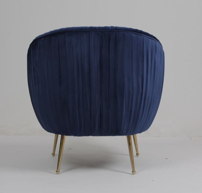 Poltrona azul moderna da tela de veludo de 88CM com pés de aço inoxidável 2