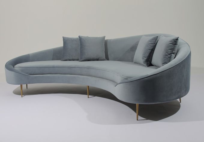 Tela Sofa Stainless Steel Base Couch de veludo de W 260cm para a sala de visitas 3