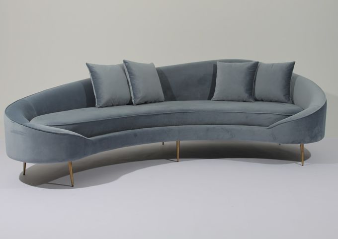 Tela Sofa Stainless Steel Base Couch de veludo de W 260cm para a sala de visitas 2