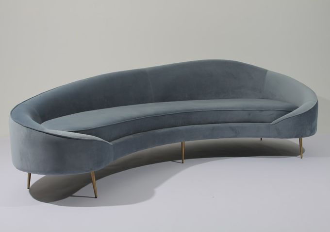 Tela Sofa Stainless Steel Base Couch de veludo de W 260cm para a sala de visitas 1
