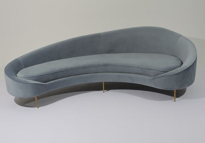 Tela Sofa Stainless Steel Base Couch de veludo de W 260cm para a sala de visitas 4