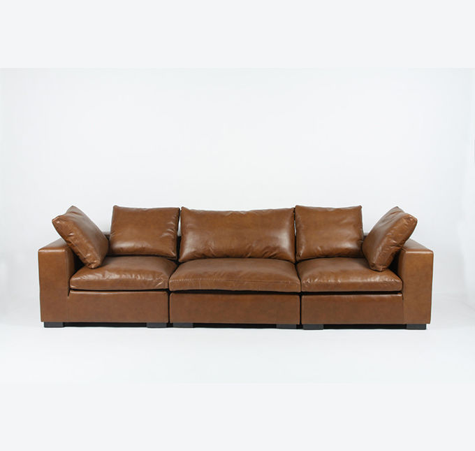 A vaca cobre 3 Seater Sofa Set For Living Room de couro moderno 1