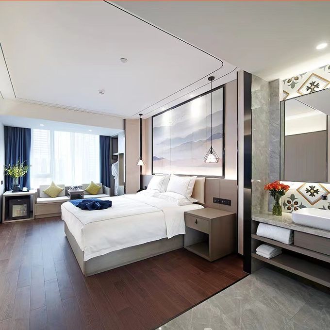 Conjunto completo luxuoso claro da madeira maciça de mobília diretamente para hotéis, apartamentos 0