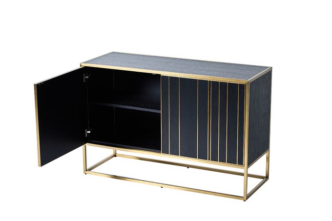 Do armário de aço inoxidável do console do metal das portas dobro do ouro estilo luxuoso 3